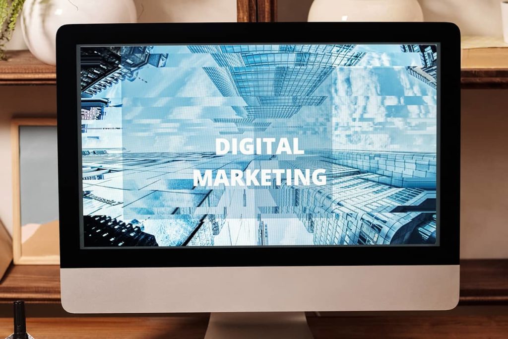 TV Screen showing Digital Marketing